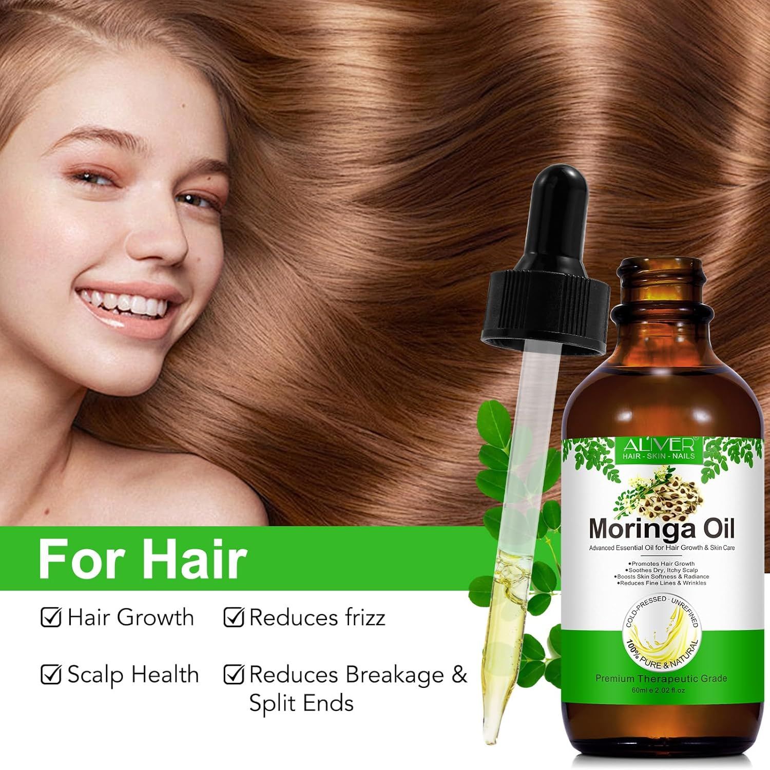 Zoxpm Moringa Oil für Haare Haut, Gesicht