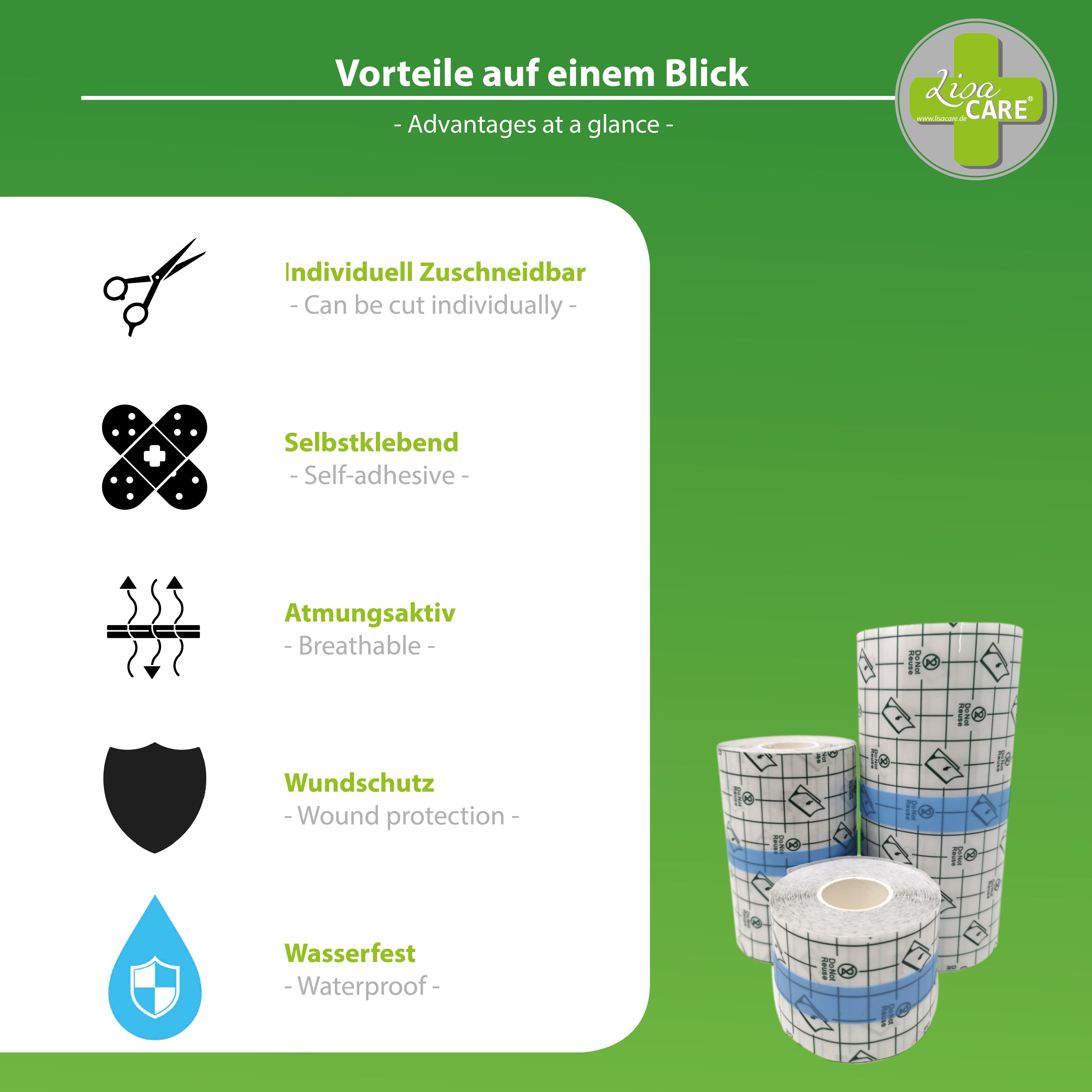 LisaCare wasserfeste Klebepflaster/Folie Set - transparent