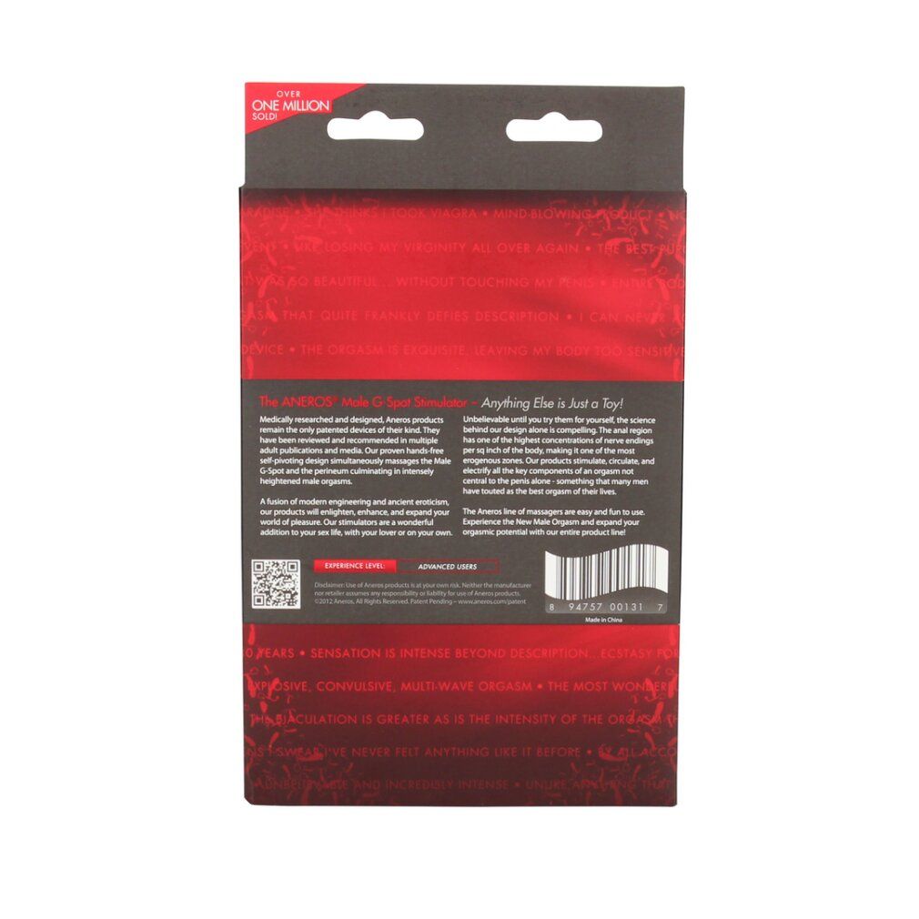 Rückseite der ANEROS Original Male G-Spot Stimulator Verpackung.