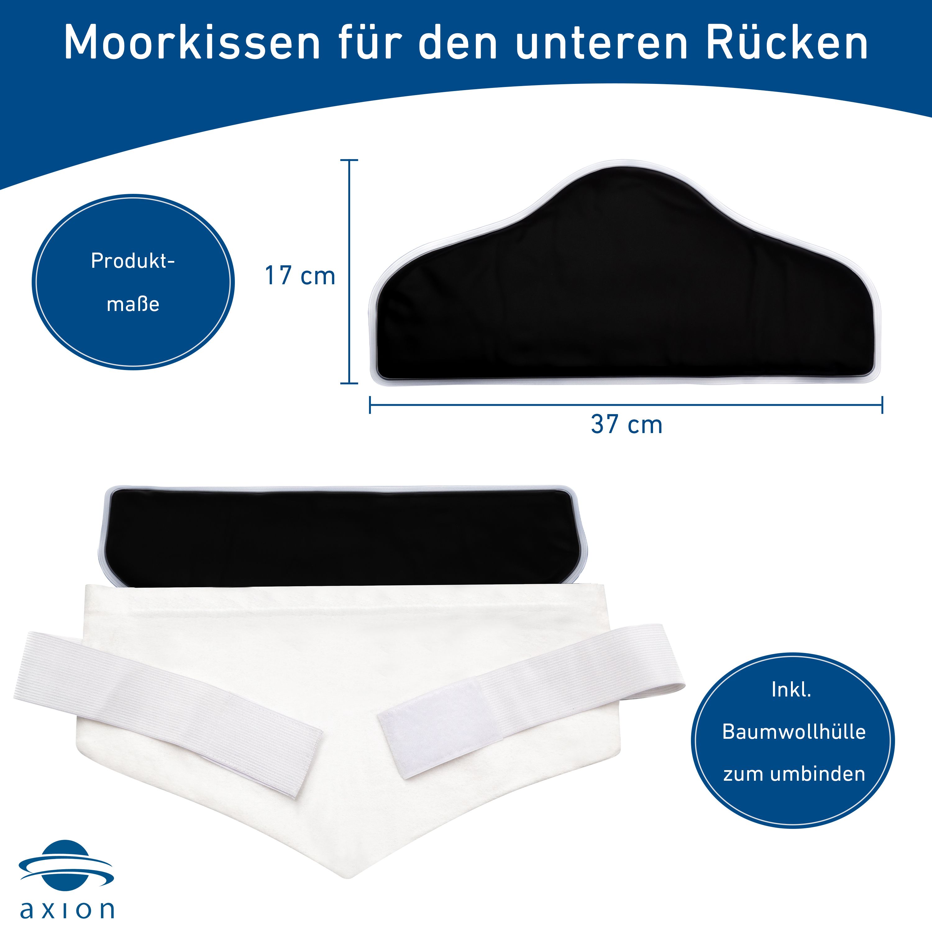 axion® Moorkissen  + Baumwollhülle für die Lendenwirbel mit Naturmoor-Füllung - Wärmekissen