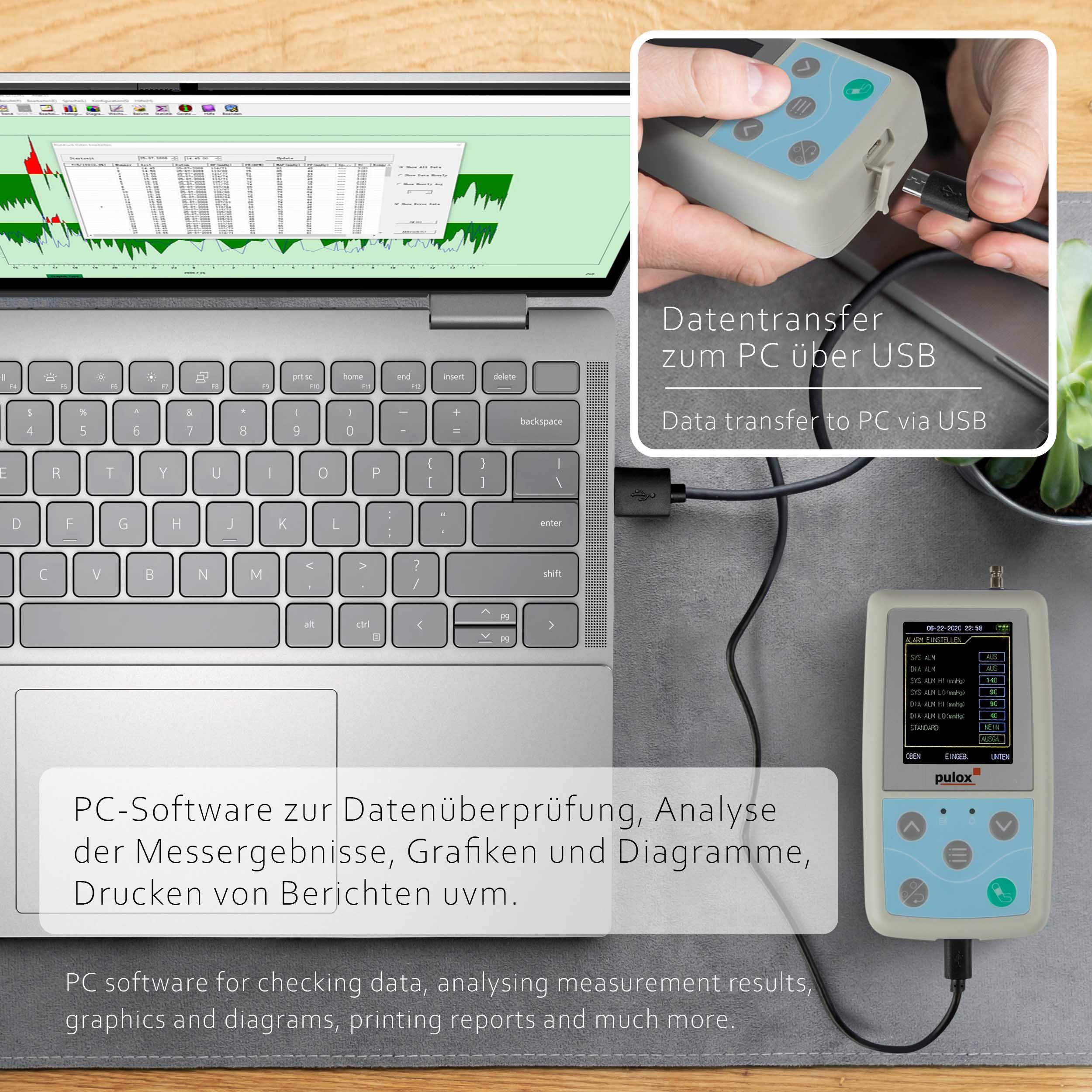 Pulox ABDM-50 Blutdruckmessgerät - Für Langzeitmessung und ambulantes Blutdruck-Monitoring