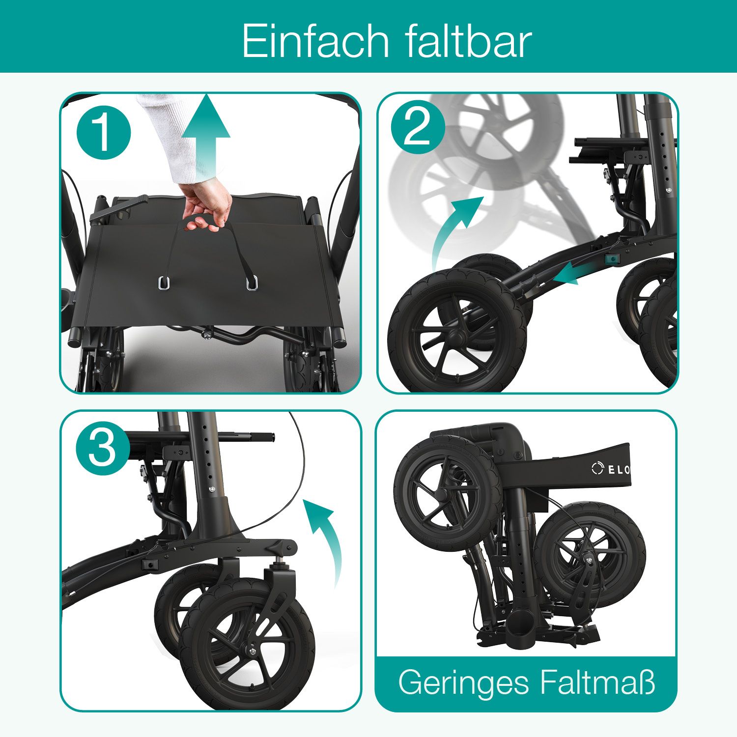 ELONEO Outdoor Rollator mit Luftbereifung