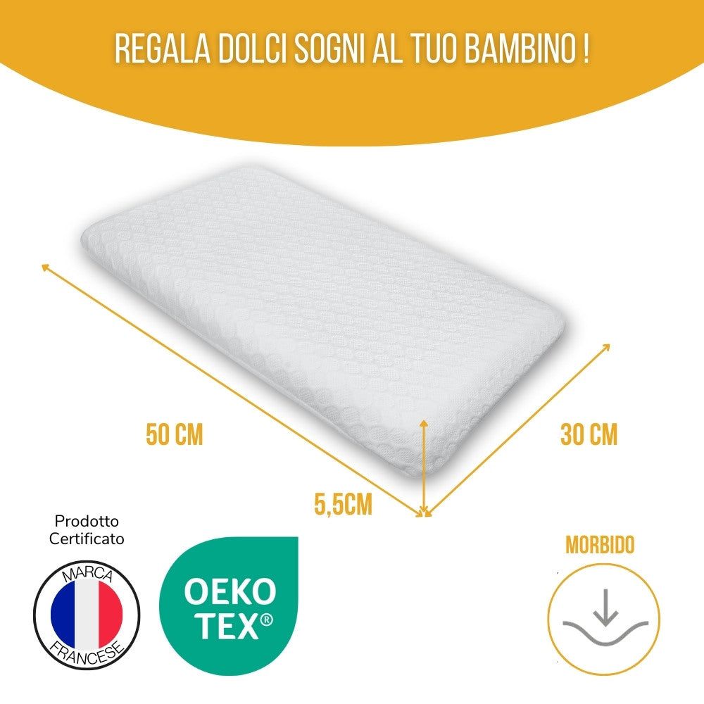 Sfondo giallo con testo e simboli. Rivestimento in bambù, dimensioni.