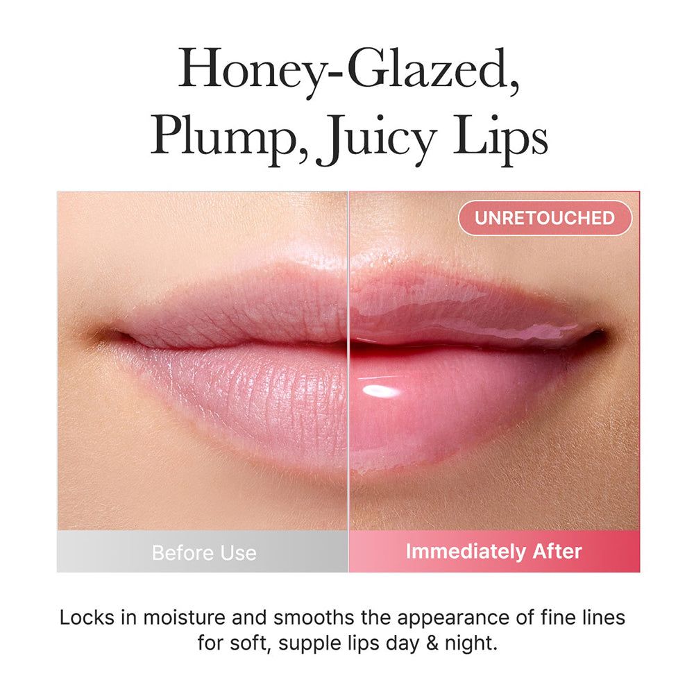 Vorher-Nachher-Vergleich von Lippen, die mit einem Produkt behandelt wurden.