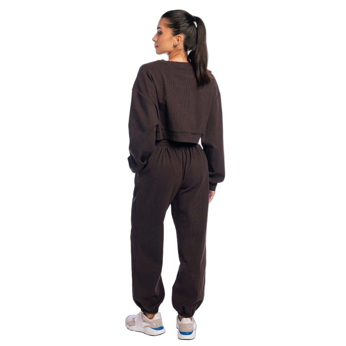 GymBeam Sweatshirt Damen Cropped Oversized ohne Kapuze Tee Brown