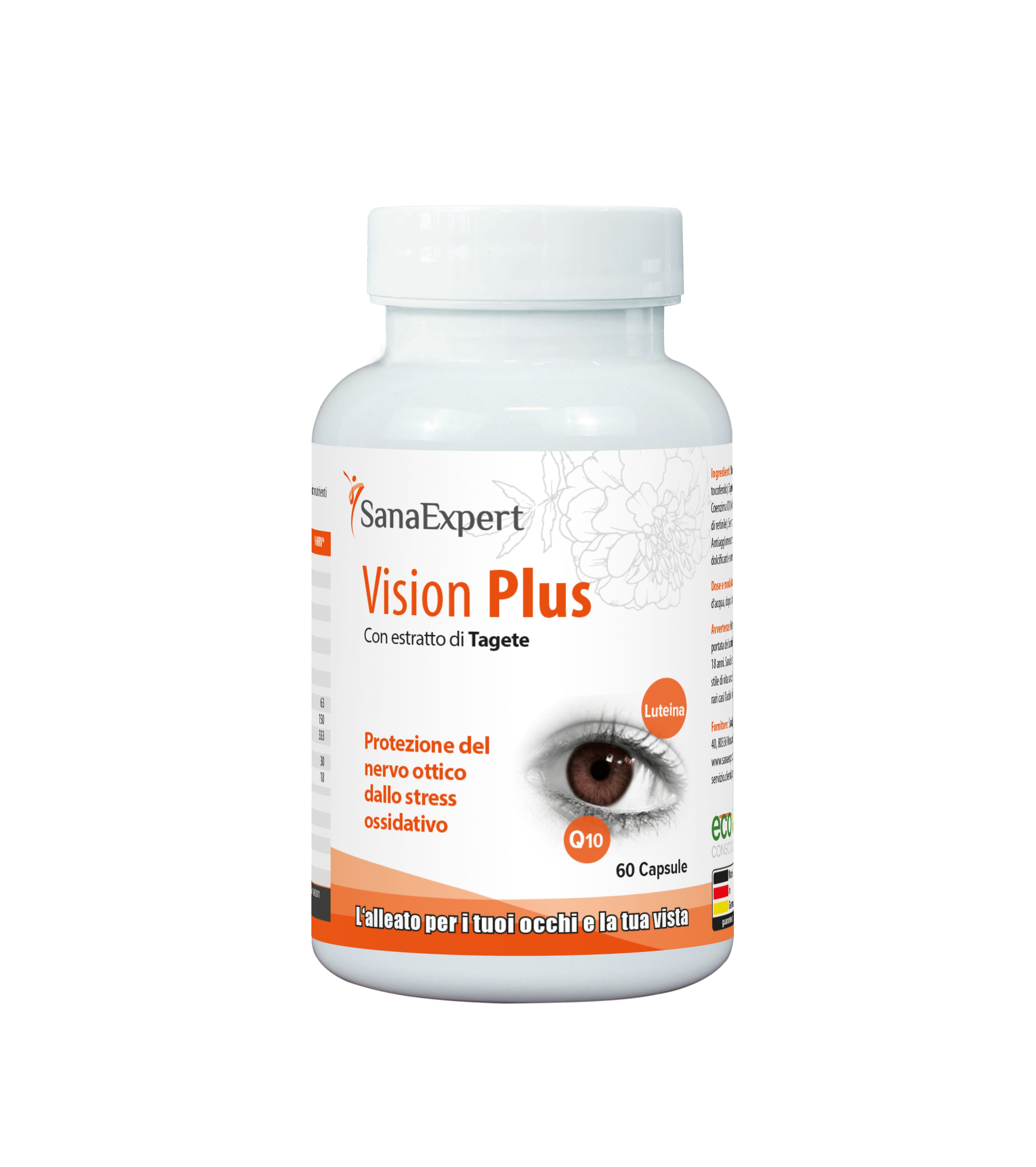 SanaExpert Vision Plus – con estratto di tagete (luteina+zeaxantina), Q10, vitamina A – per la vista