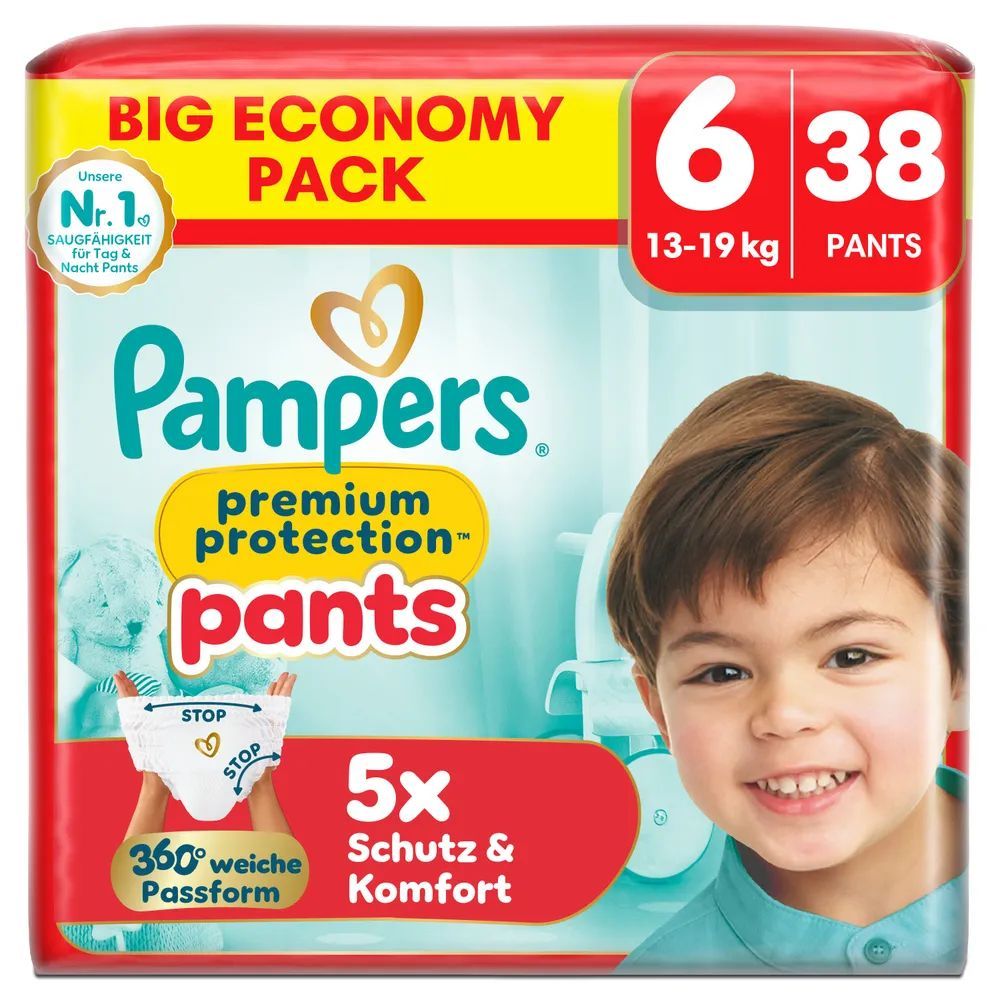 Pampers Premium Protection Pants Gr.6 Extra Large 13-19kg Big Windeln Eco Pack 38 St