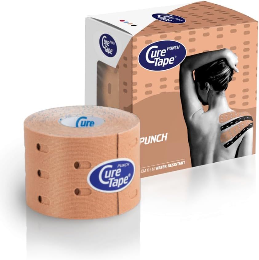 Rolle und Verpackung von Cure Punch Original Kinesiologie-Tape in Beige.