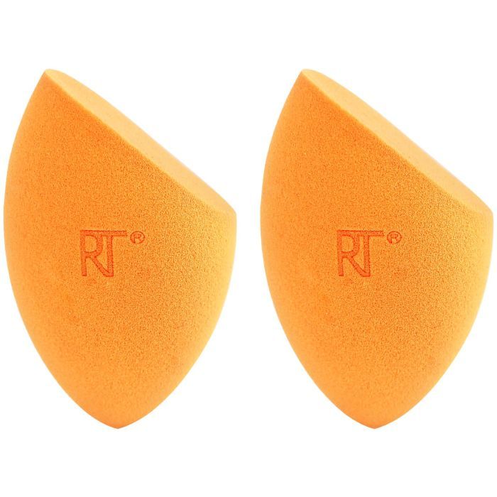 Zwei orangefarbene Schwämme mit abgeschrägter Kante. Auf jedem Schwamm ist das Logo "RT" eingeprägt.