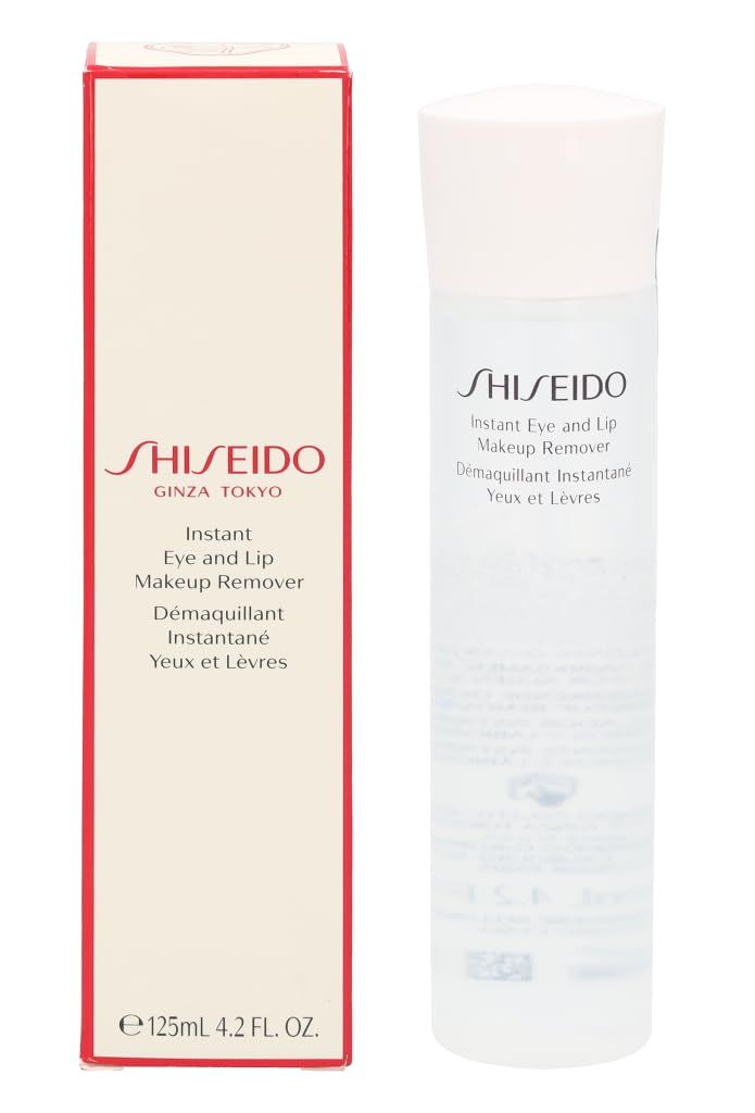 Produkt und Verpackung. Flasche und Karton. Aufschrift: SHISEIDO Instant Eye and Lip Makeup Remover.