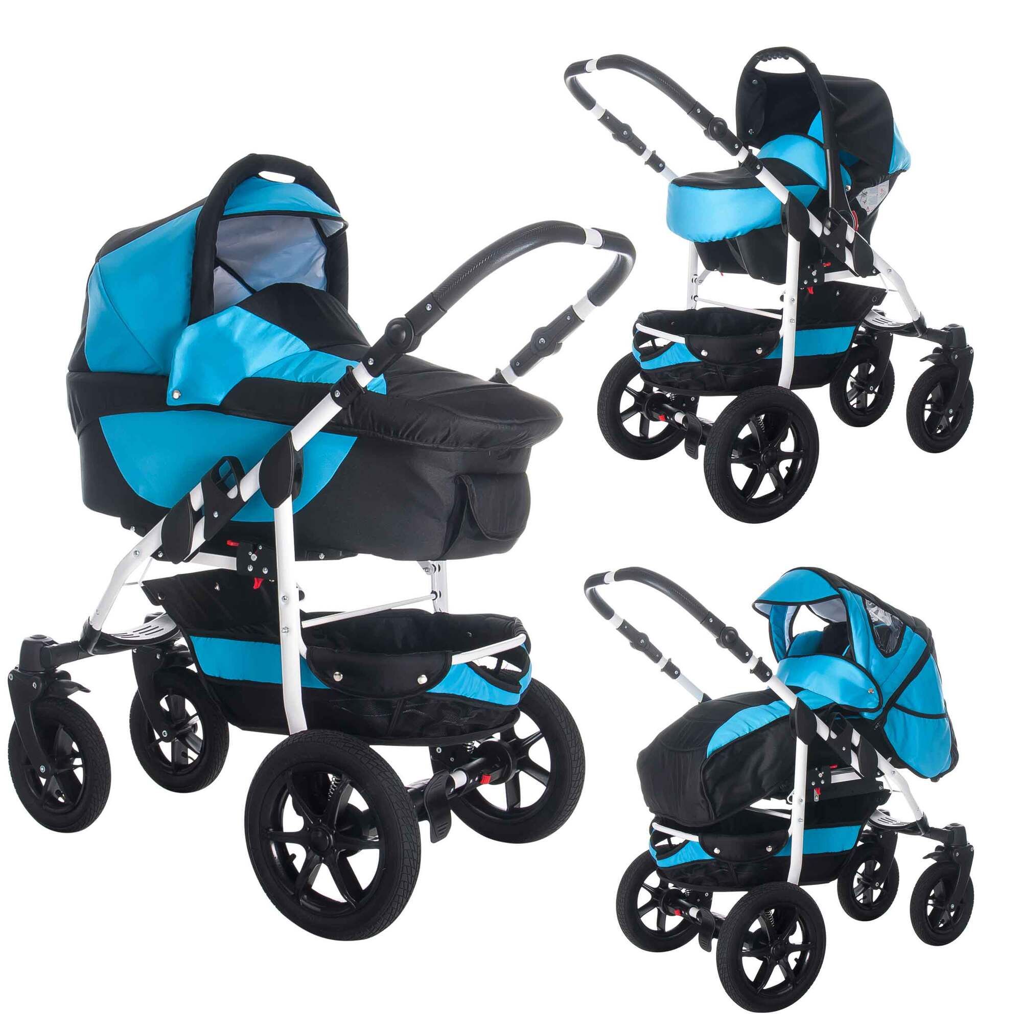 Bebebi Sidney Hartgummireifen Schwarz 3 in 1 Kinderwagen Komplettset, Great Barrier Reef