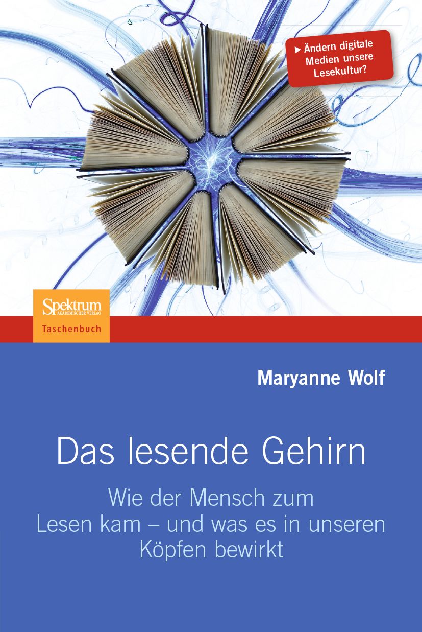 Buchcover von "Das lesende Gehirn". Titel und Autor sind sichtbar. Das Cover zeigt ein abstraktes Bild von Büchern.
