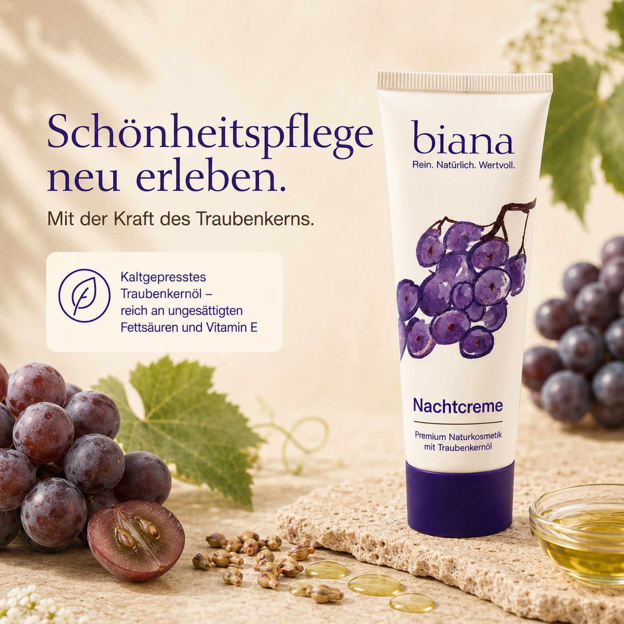 biana Nachtcreme – Premium Naturkosmetik mit Traubenkernöl