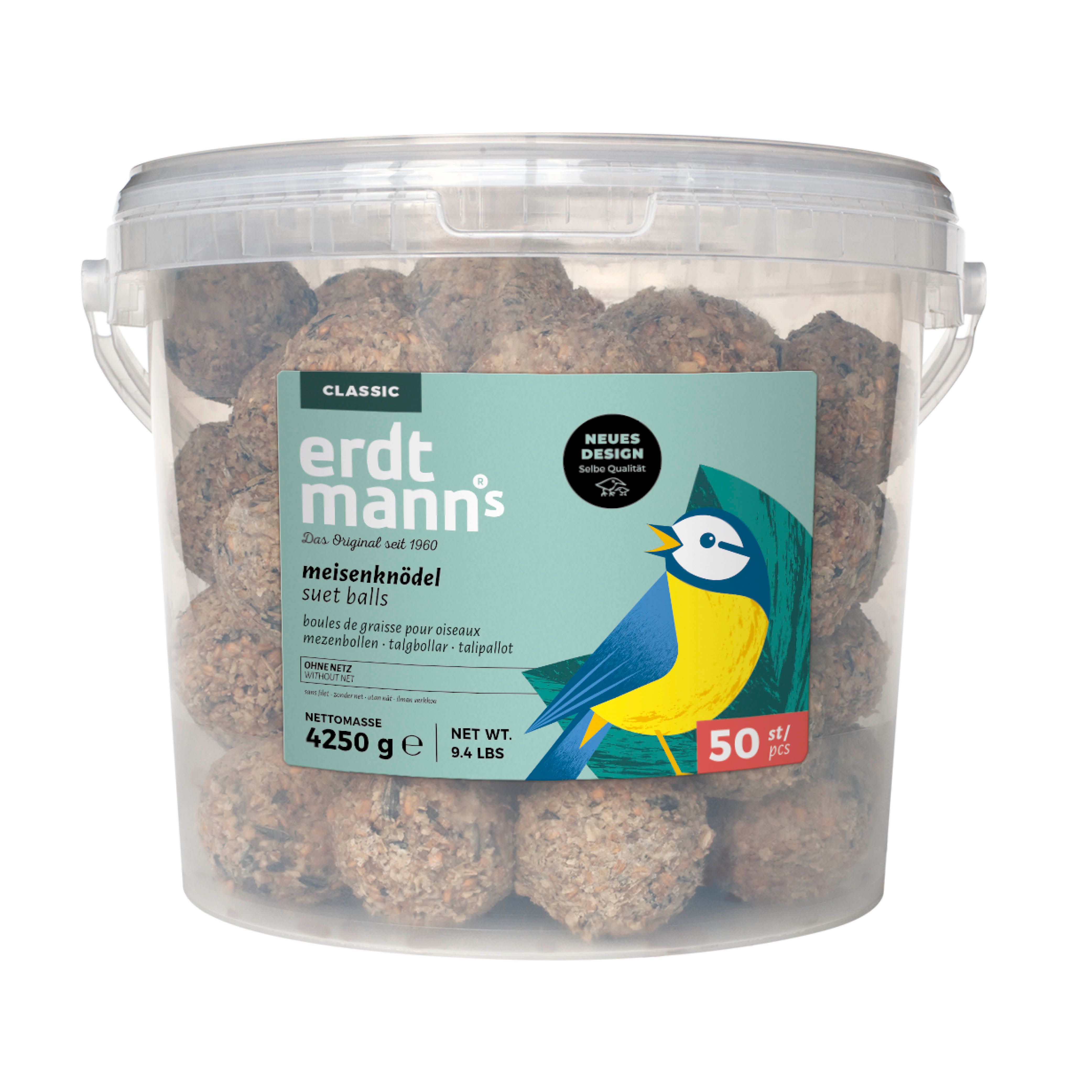 Erdtmanns Meisenknödel ohne Netz im Eimer für Wildvögel 50 St