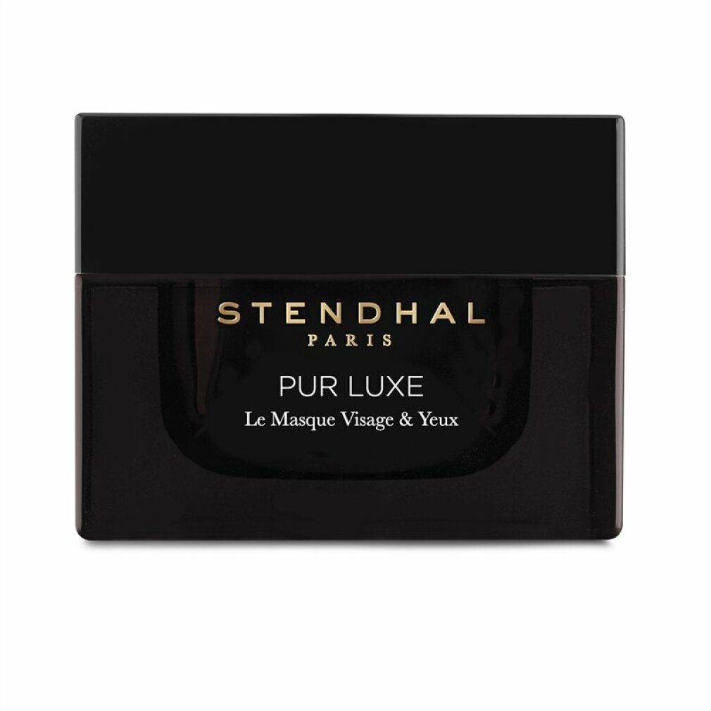 Schwarzer Tiegel mit goldfarbenem Schriftzug STENDHAL PARIS, PUR LUXE Le Masque Visage & Yeux.