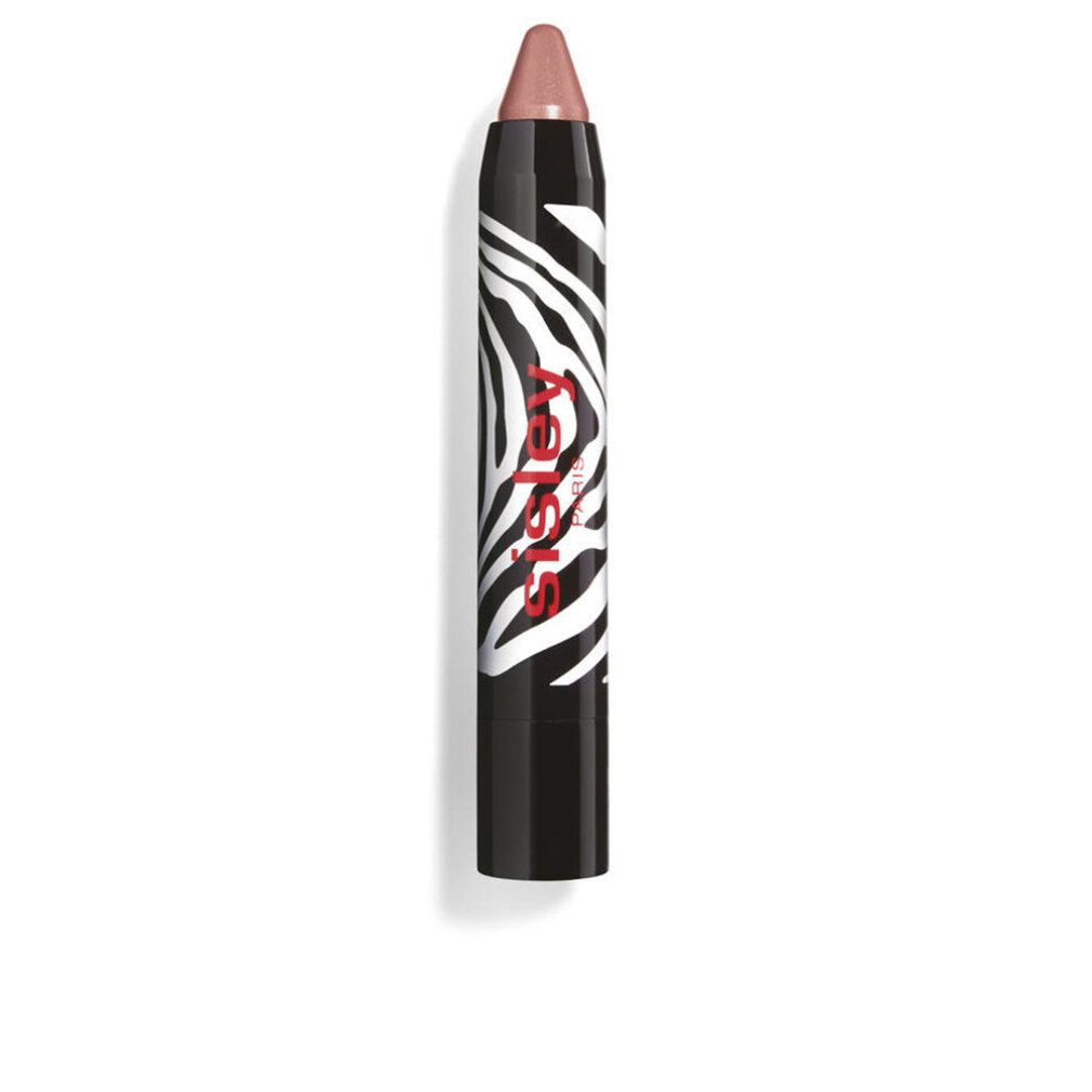 Lippenstift in Stiftform. Schwarze Hülle mit weißem Zebra-Muster. Marke Sisley. Spitze in Rosa.