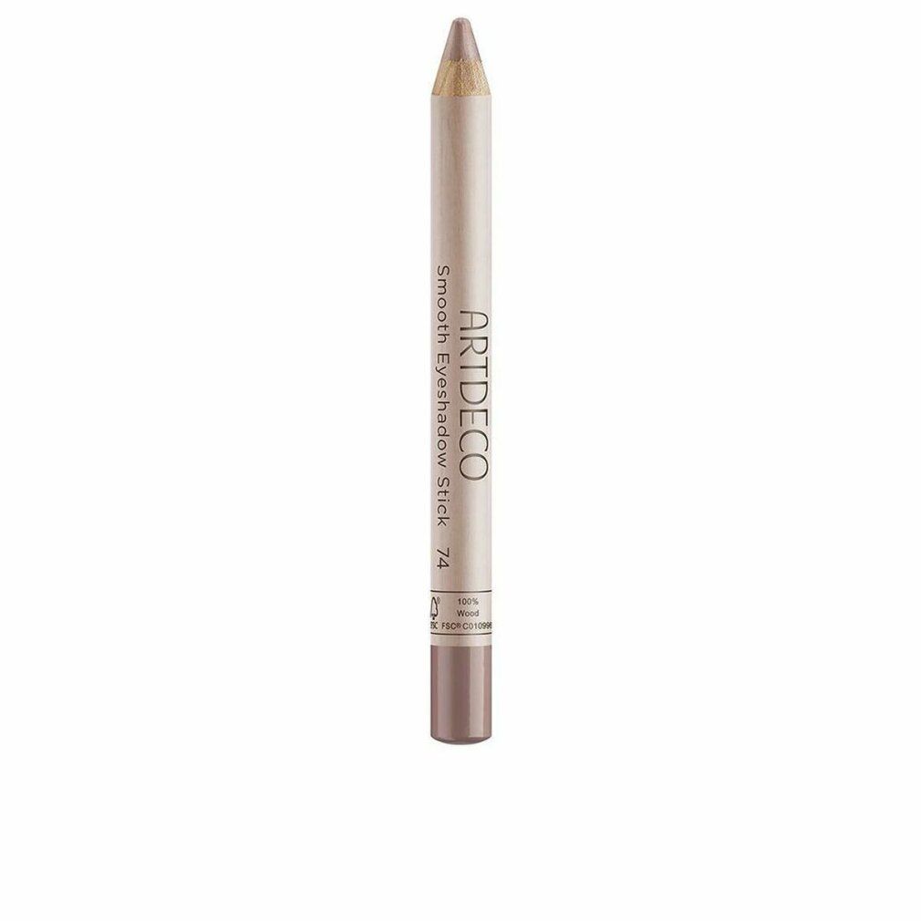 Artdeco Smooth Eyeshadow Stick, Stiftform, hellbraun. Aufschrift: Smooth Eyeshadow Stick 74. Mit Spitze und Verschluss.