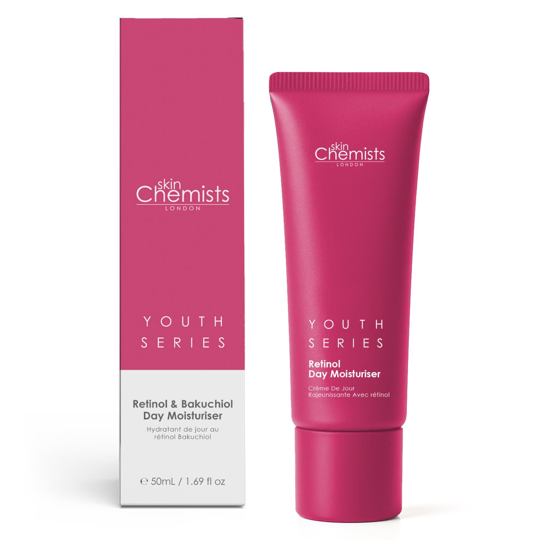 SkinChemists Retinol & Bakuchiol Tagescreme mit Faltschachtel.