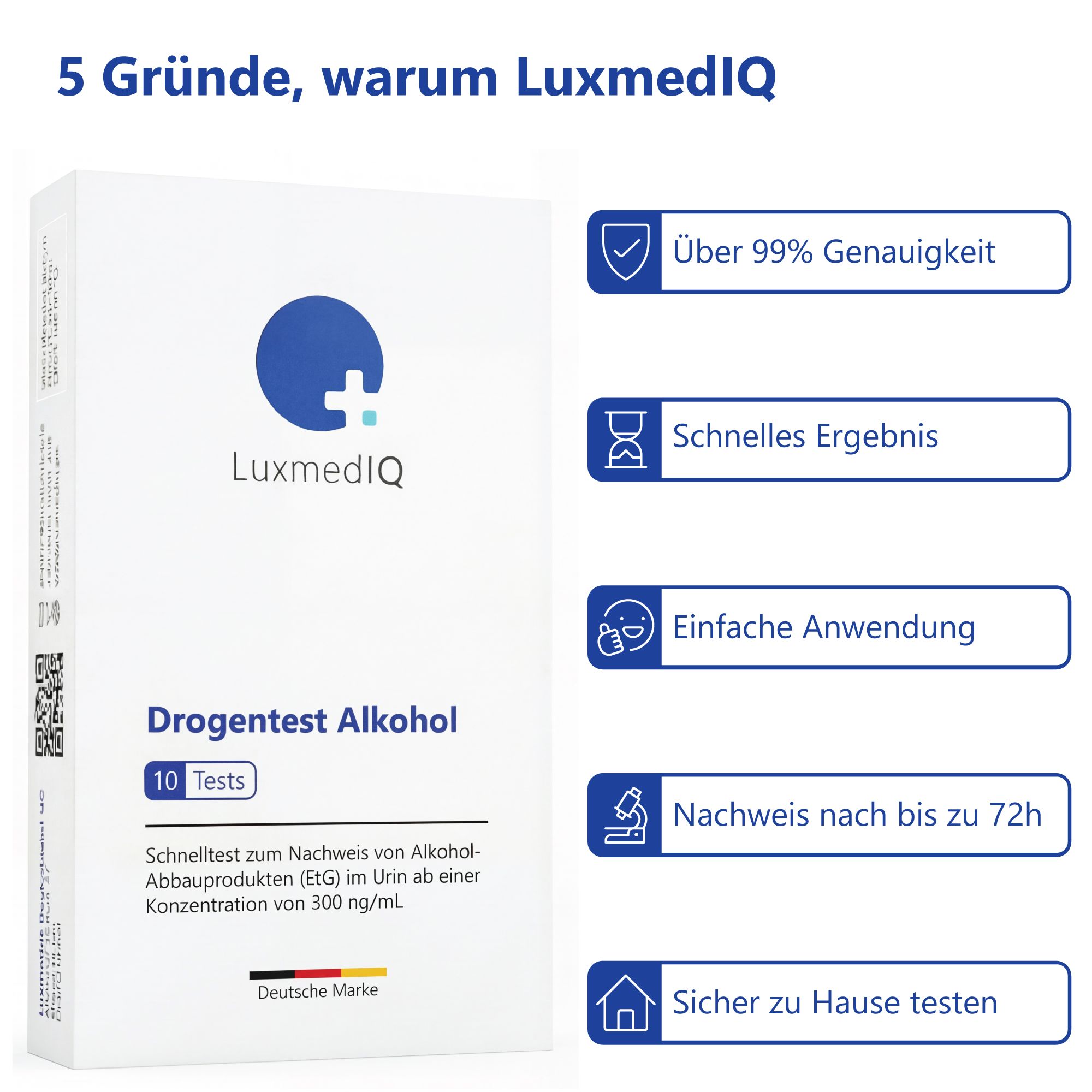 10x LuxmedIQ Alkoholtest - Ethylglucuronid (ETG) Urin Schnelltest - Cutoff 500 ng/mL