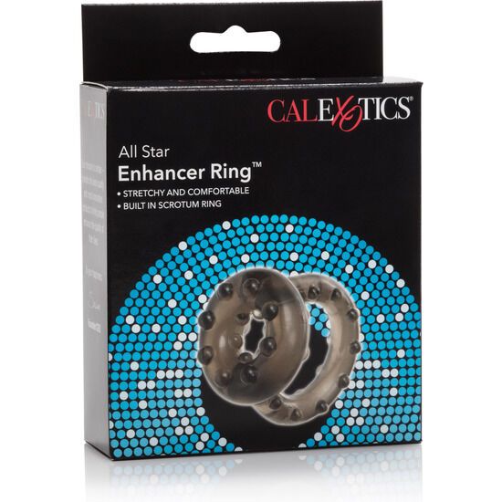 Verpackung für All Star Enhancer Ring. Schwarzer Karton mit Produktbild und Text.