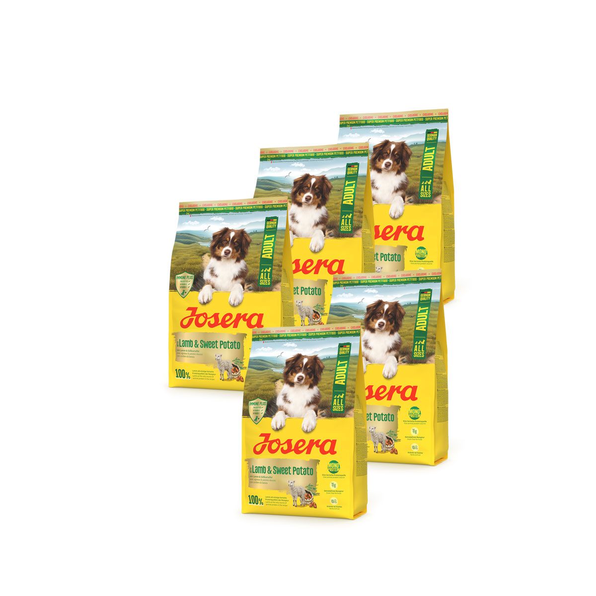 Fünf Säcke Josera Lamm & Süßkartoffel Hundefutter.