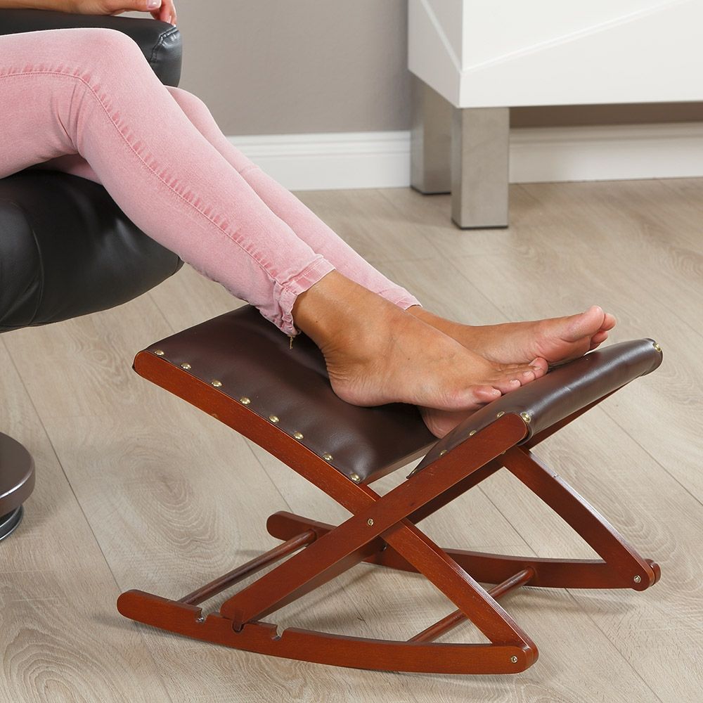 aktivshop Beinschaukel, Fußablage, höhenverstellbar, ergonomisch, gepolstert, Massivholzgestell
