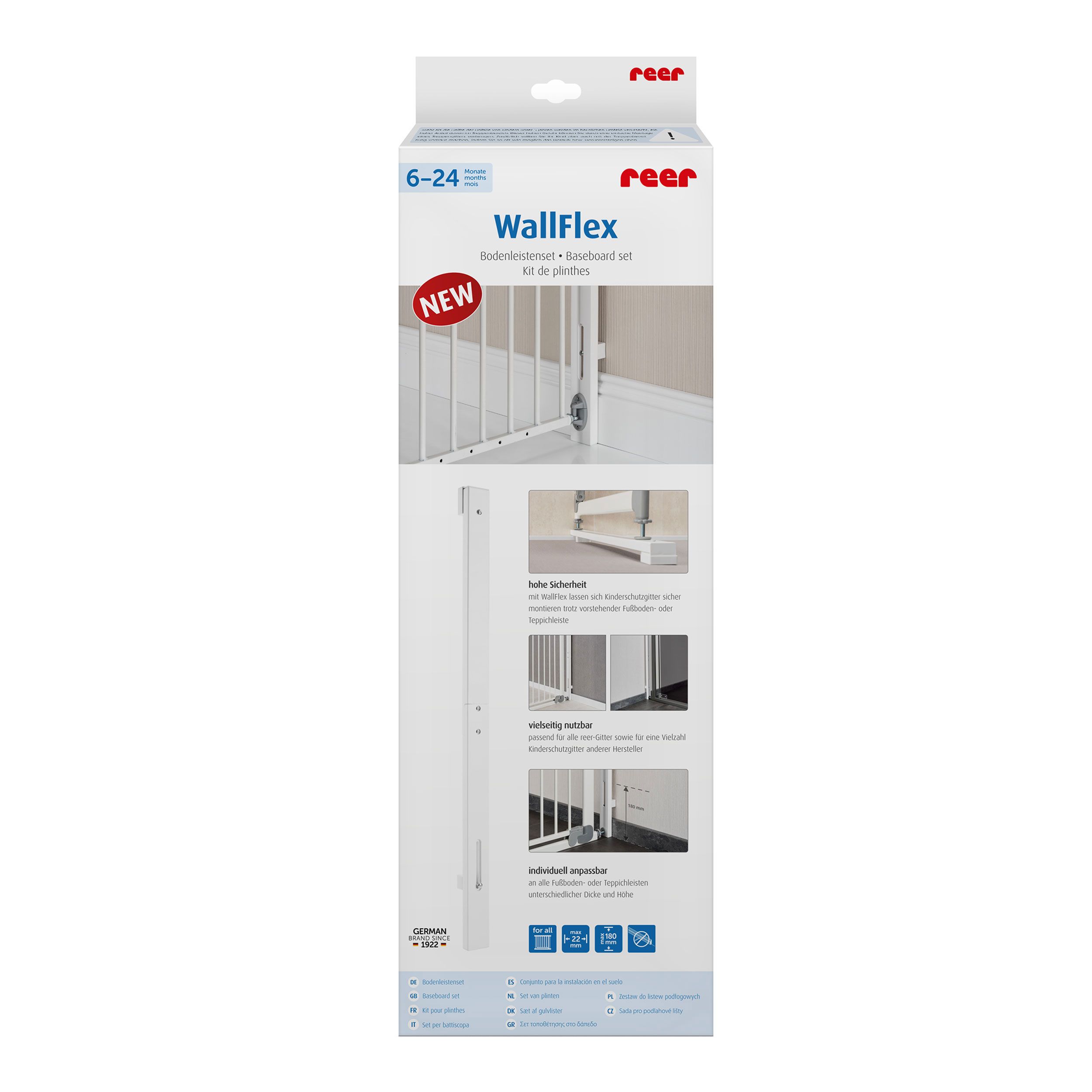 reer WallFlex Bodenleistenset, Befestigungsleisten für Schutzgitter