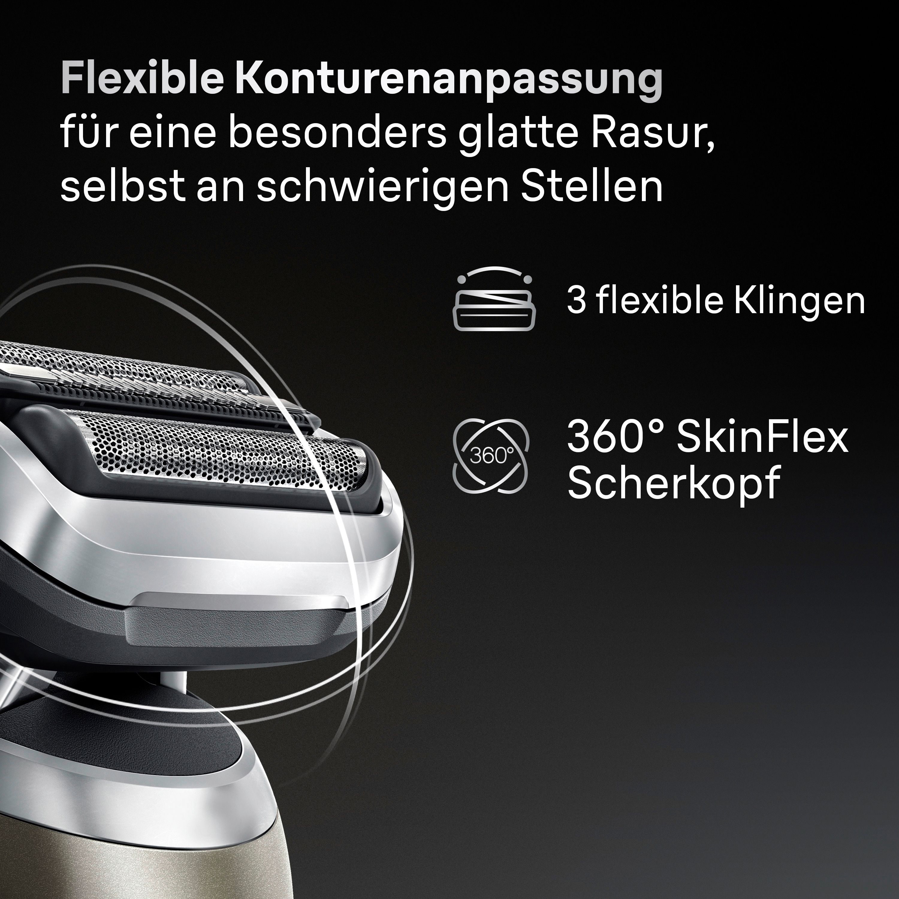 Braun Rasierer Series 7 72-C1200s mit 3 flexiblen Klingen und 360° SkinFlex Scher kopf.