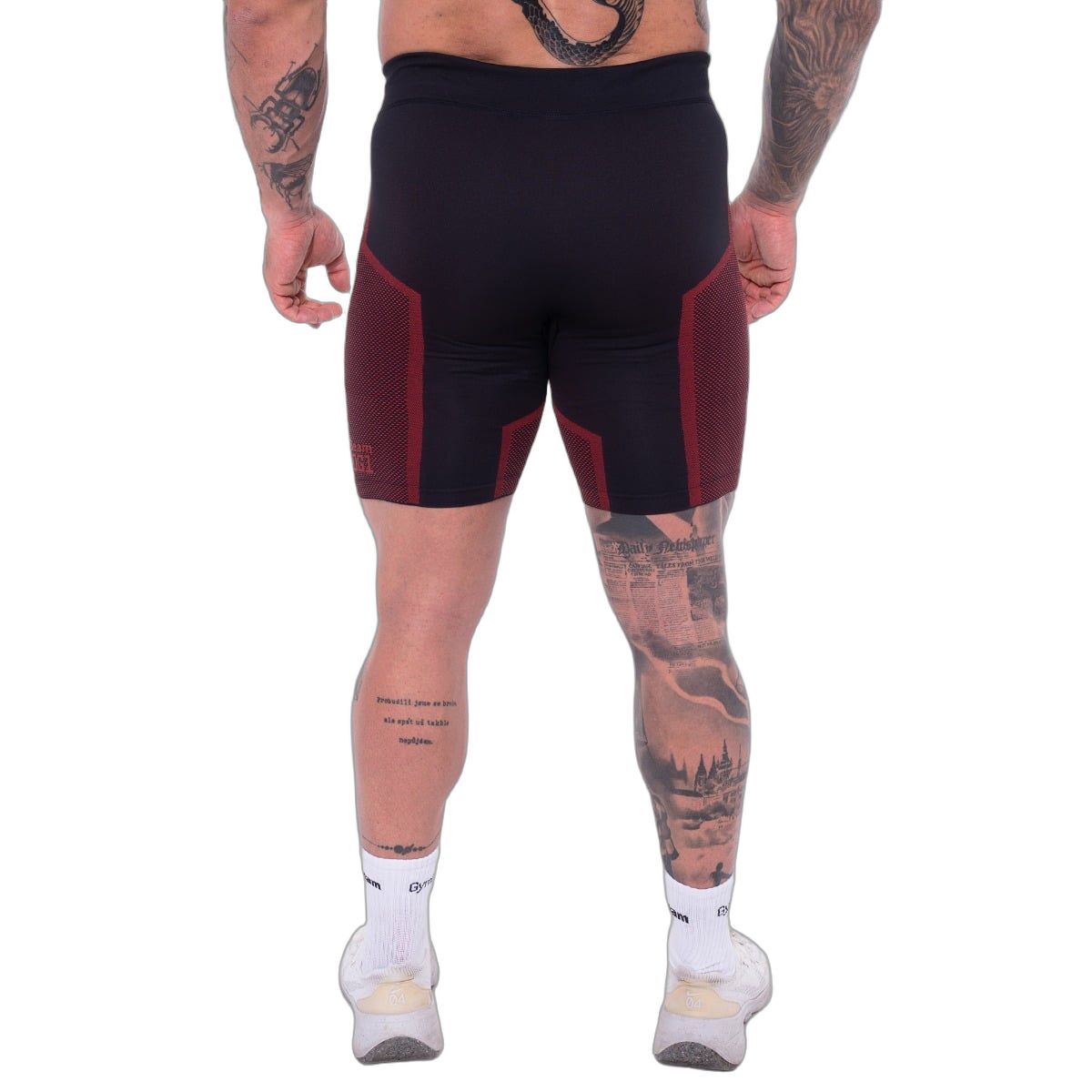 GymBeam Shorts Herren nahtlos Slim mit Kordelzug und Gummizug OG1 Schwarz/Rot