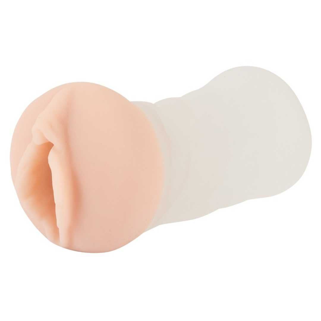 Masturbator, zweifarbig. Der vordere Teil ist rosa, der hintere Teil ist weiß. Die Form ist länglich.
