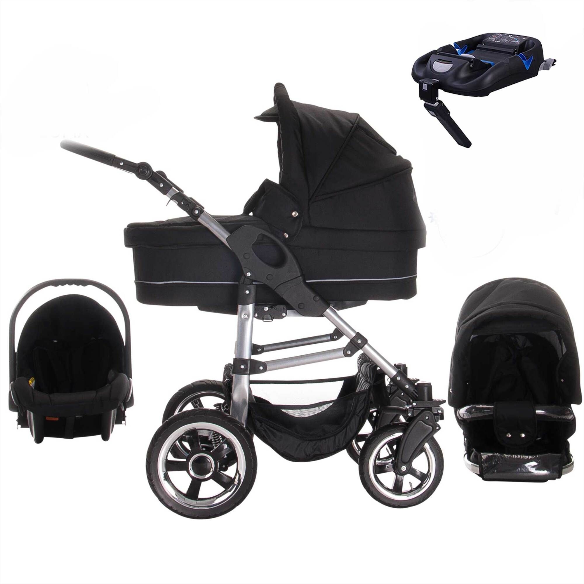 Bebebi London 4 in 1 Kinderwagen Komplettset ISOFIX Basis Hartgummireifen, Tower Bridge