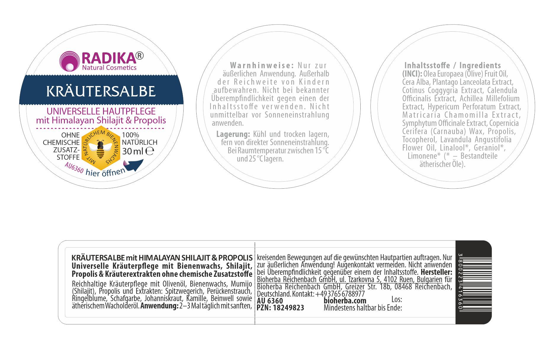 Bioherba Kräutersalbe mit Himalayan Shilajit und Propolis