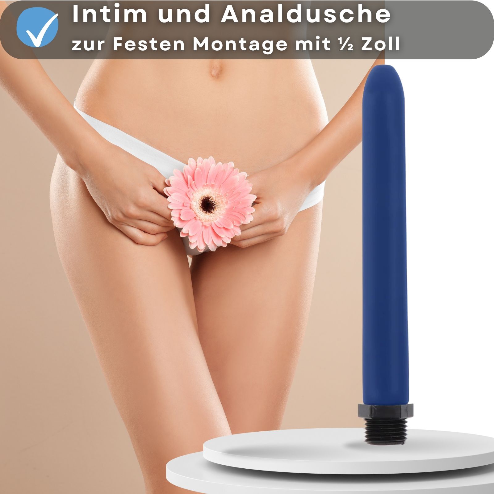 Intim- und Analdusche für feste Montage. Blaue Dusche.