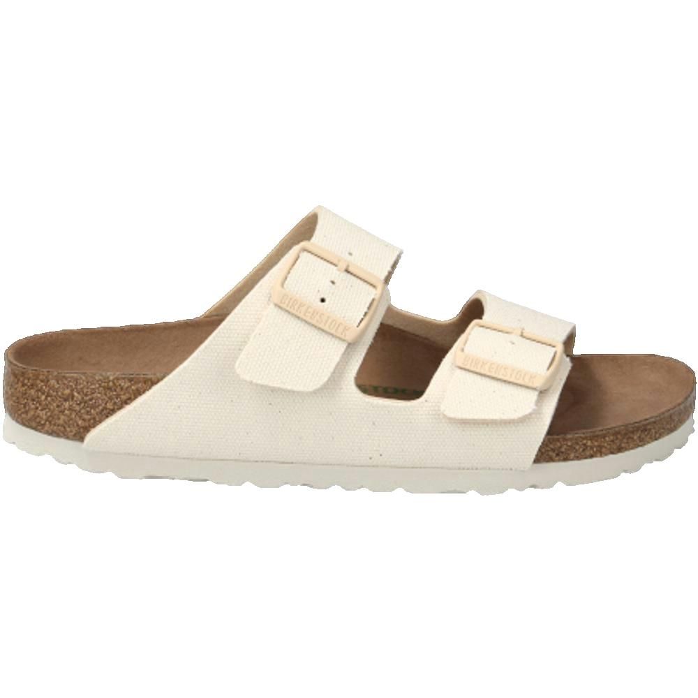 Sandali Birkenstock Arizona bianchi. Due cinturini con fibbie. Plantare in sughero.