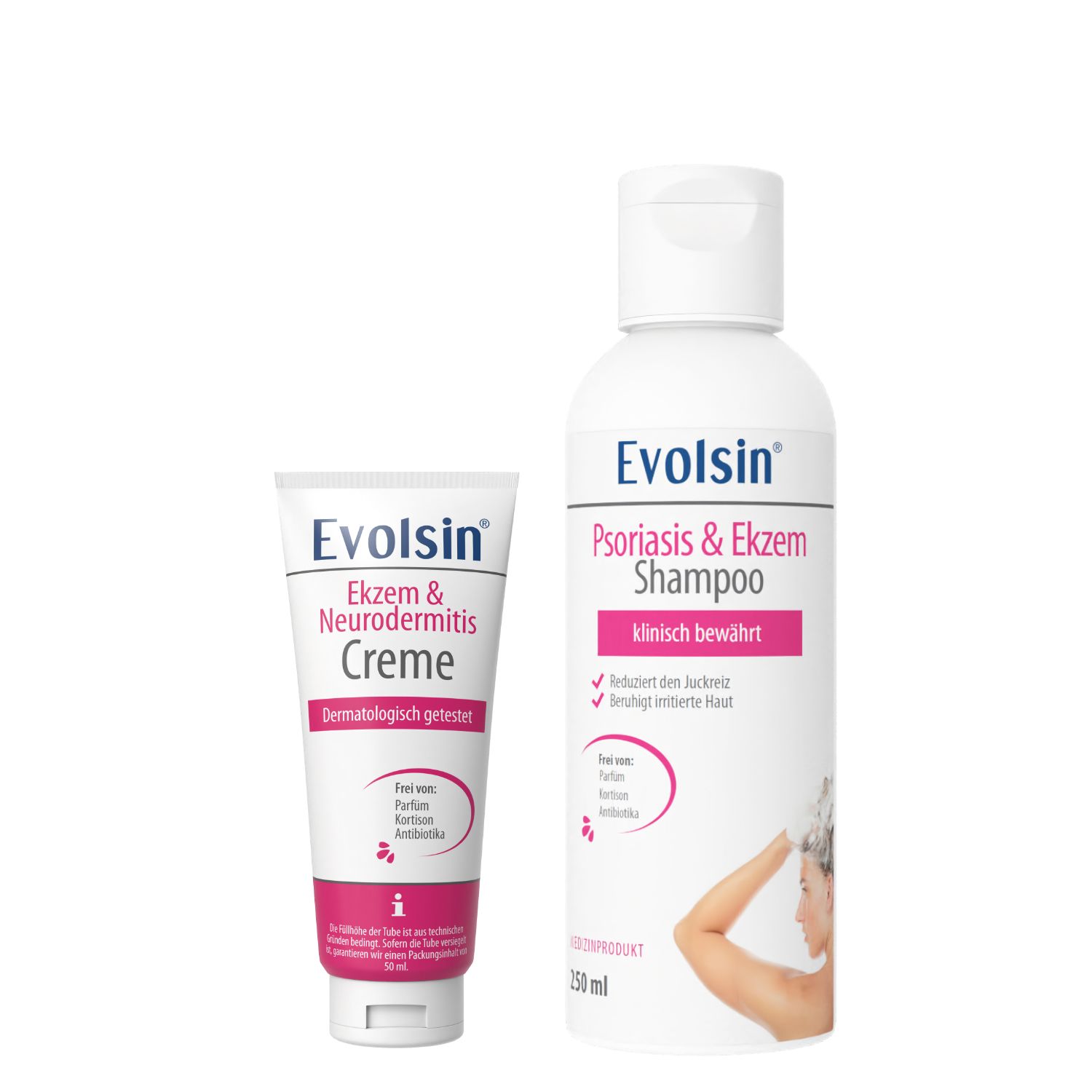 Evolsin® Ekzem & Neurodermitis Bundle (Creme Shampoo) - Mindert Juckreiz beruhigt gereizte Haut 2 St