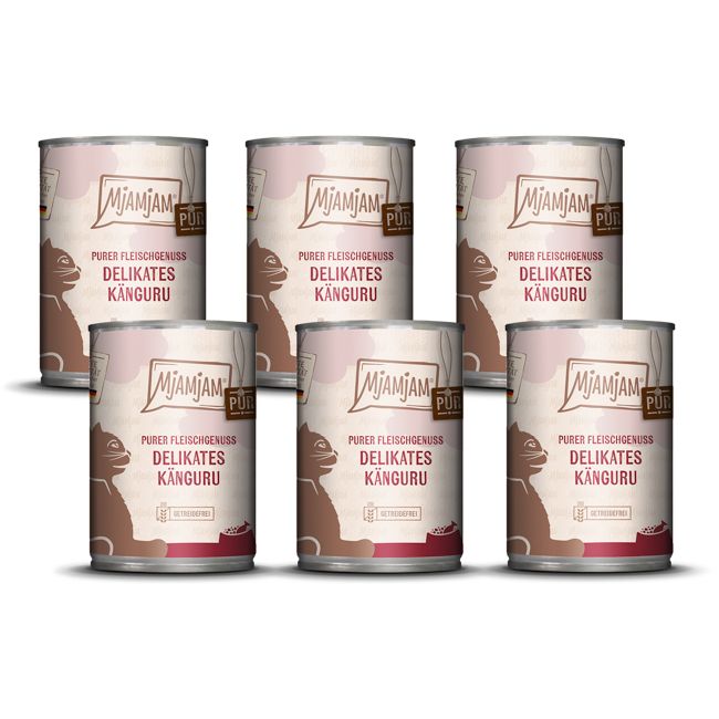 MjAMjAM - Purer Fleischgenuss delikates Känguru pur 6x400 g Futter