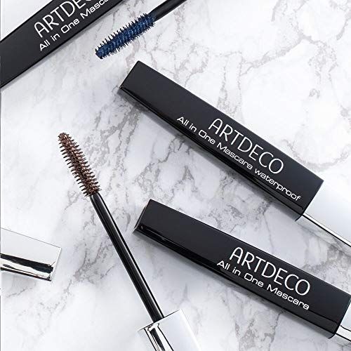 Artdeco All In One Mascara, braune Variante, geöffnet, Bürste und Hülse.