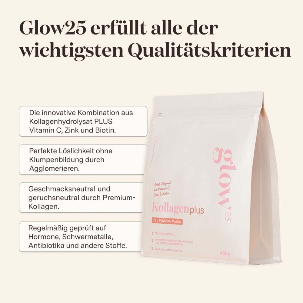 Glow25® Collagen Plus [450g] - mit Vitamin C, Zink und Biotin