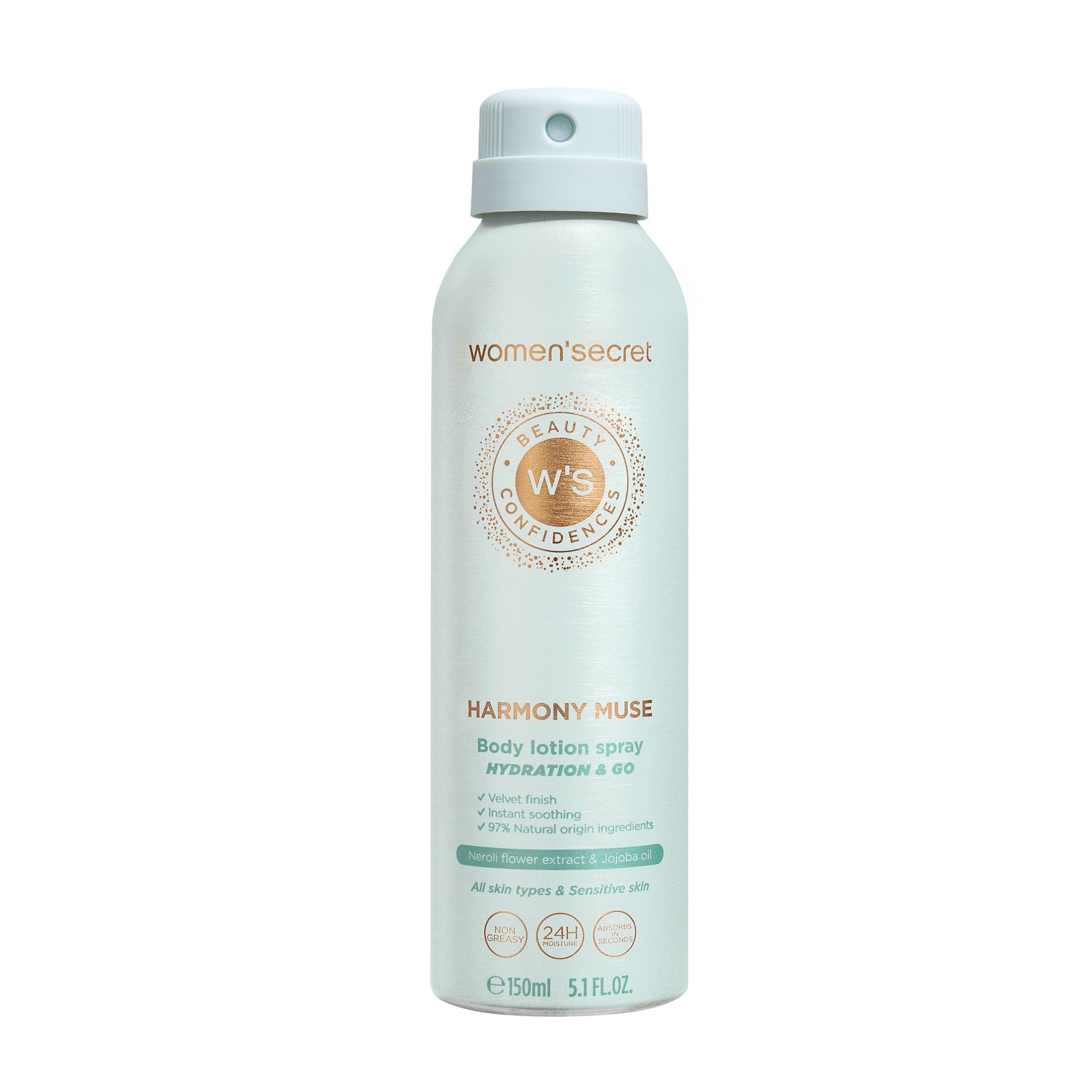 women'secret Beauty Confidences Harmony Muse Body Lotion Spray Feuchtigkeitspflege mit Neroli Jojoba 150 ml Körperlotion