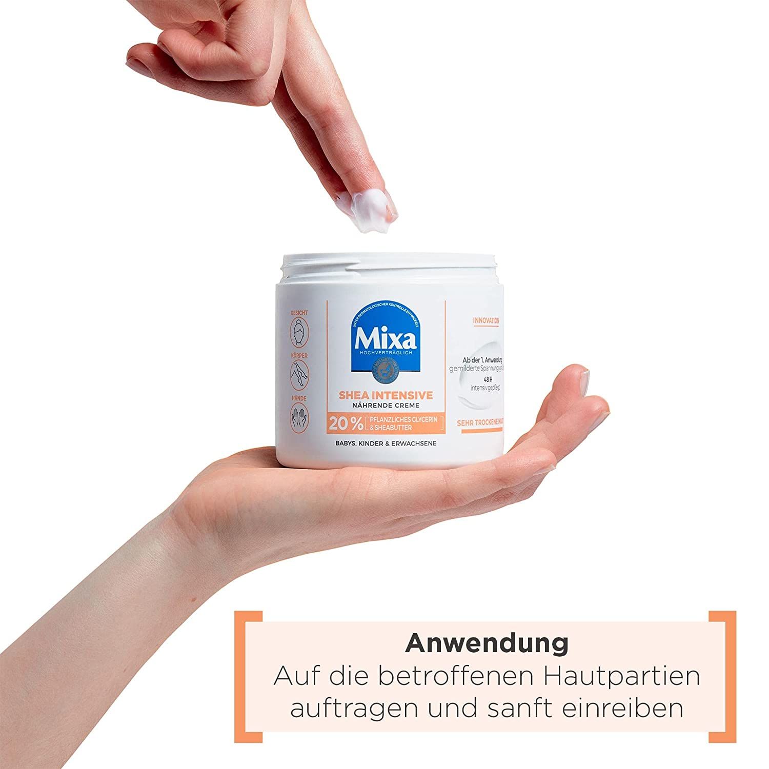 Mixa Intensive Nährende Creme mit 20% pflanzlichem Glycerin und Sheabutter für sehr trockene Haut