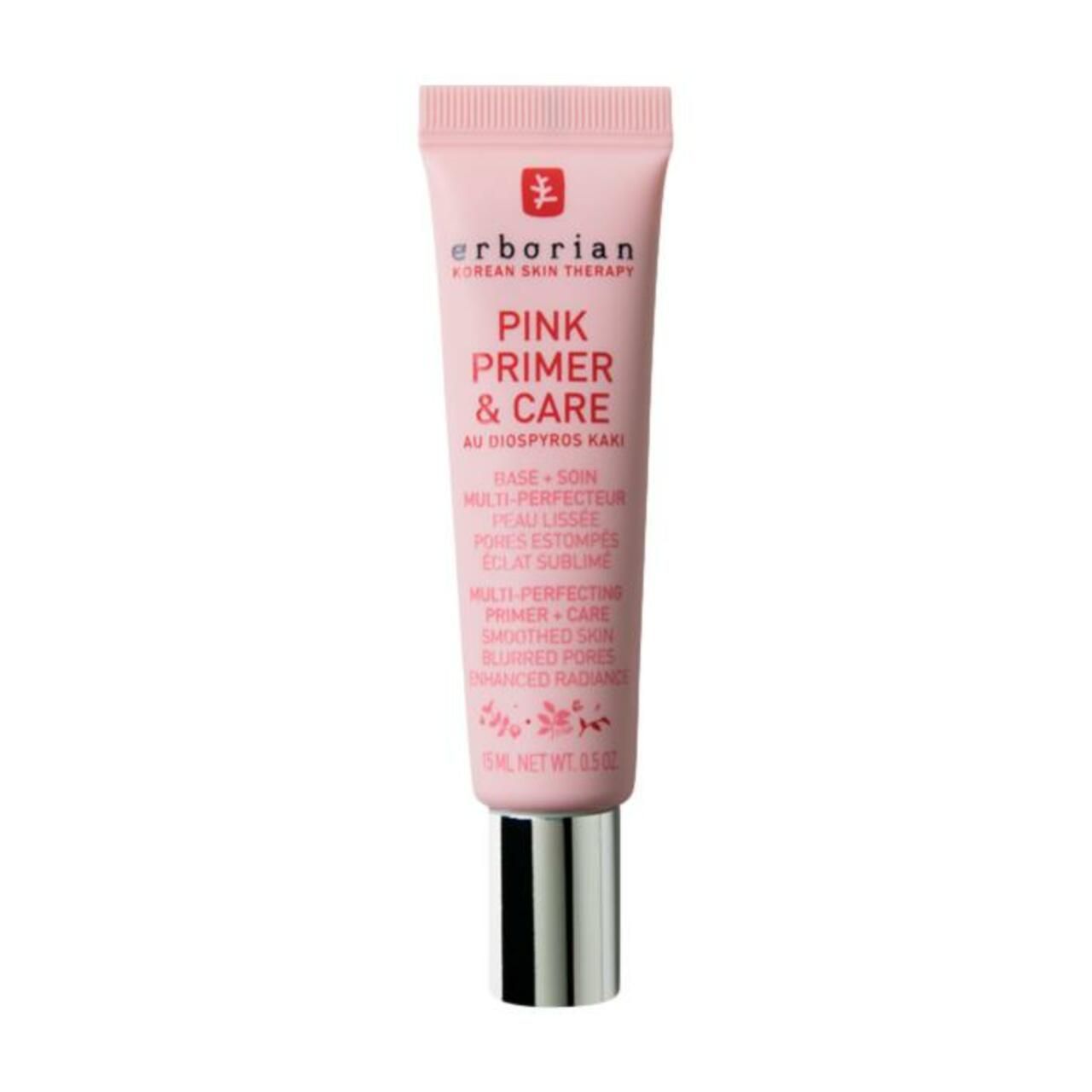 Rosa Tube mit silberner Kappe. Aufschrift: Erborian, Pink Primer & Care. 15 ml.