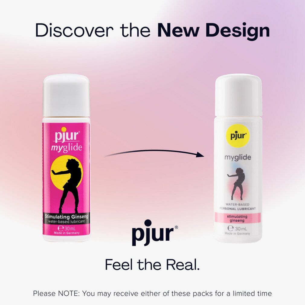 Verpackungsdesign-Vergleich: Pjur Myglide Gleitgel mit Ginseng.