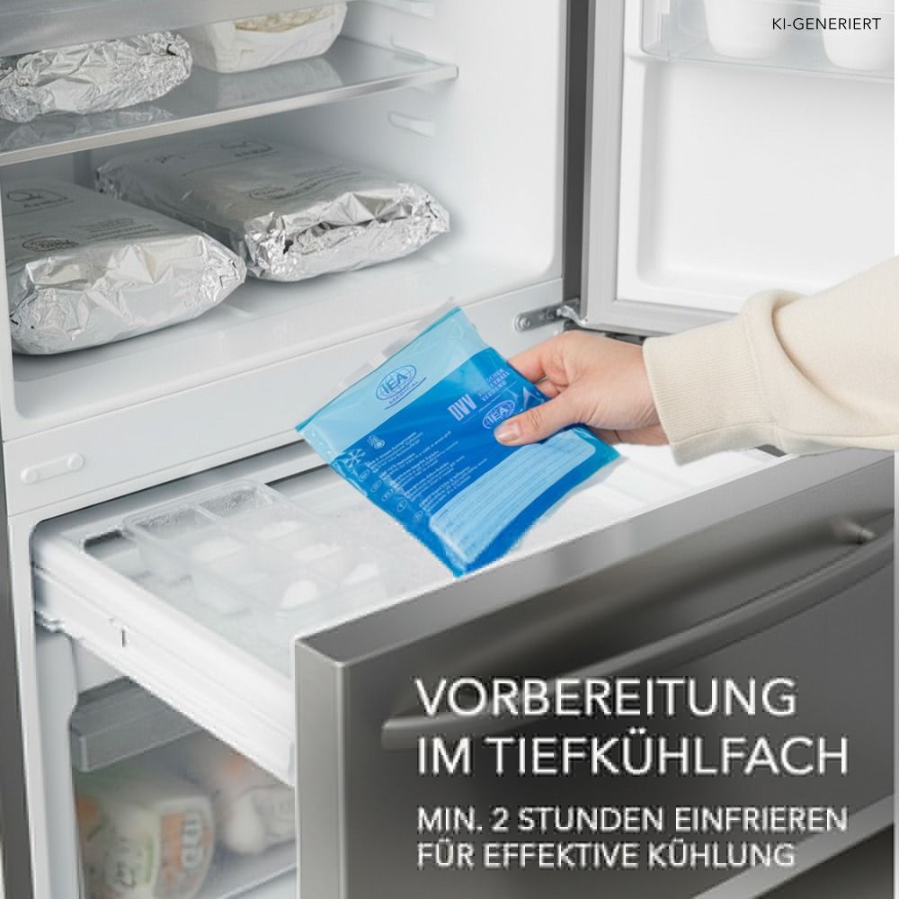 Frau mit Kalt-Warm-Kompresse am Arm zur Schmerzlinderung.