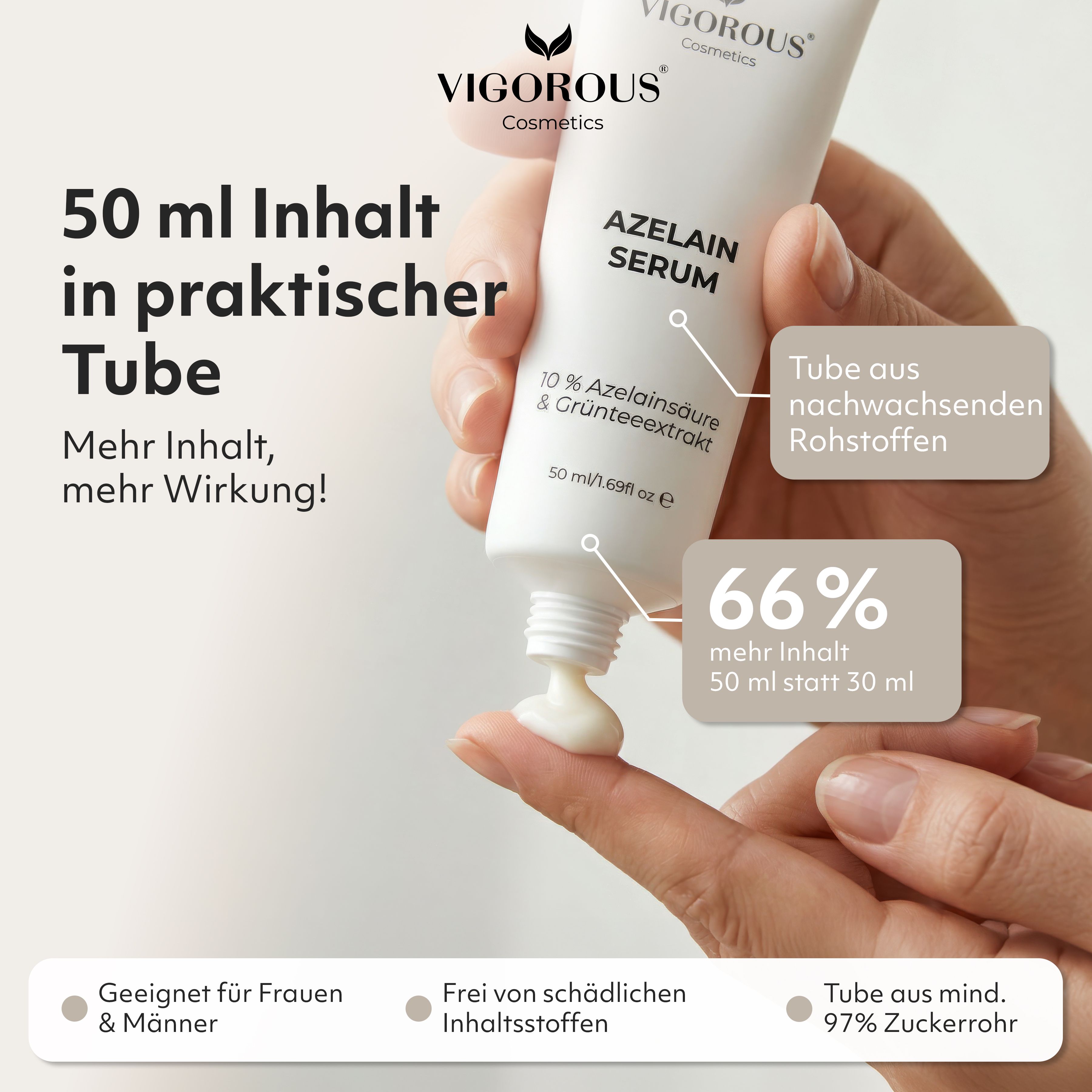 VIGOROUS Azelainsäure Serum gegen Rosacea, Rötungen, Akne & Pickel