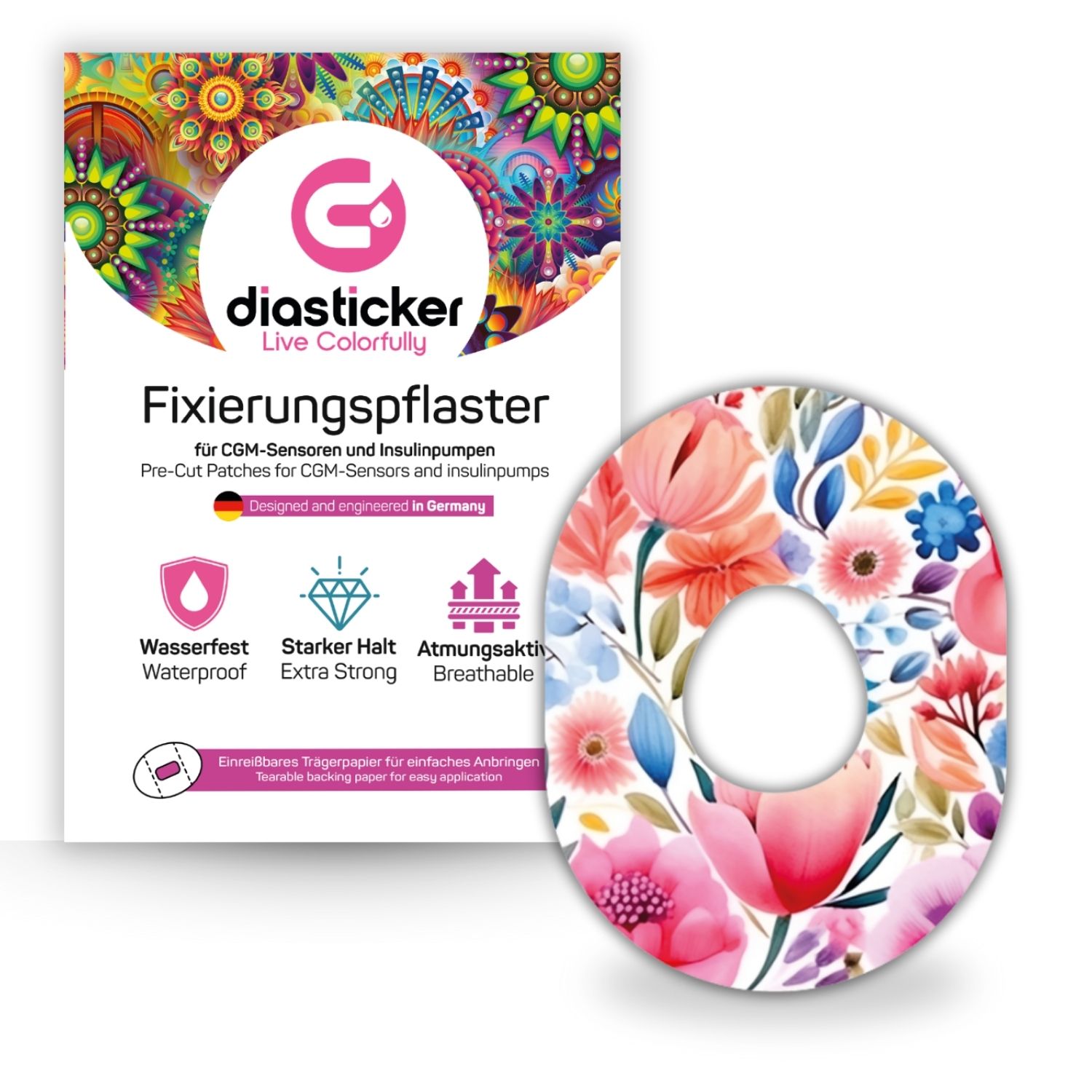 Diasticker® Dexcom G7 Fixiertapes 'Spring Flowers' 5 St
