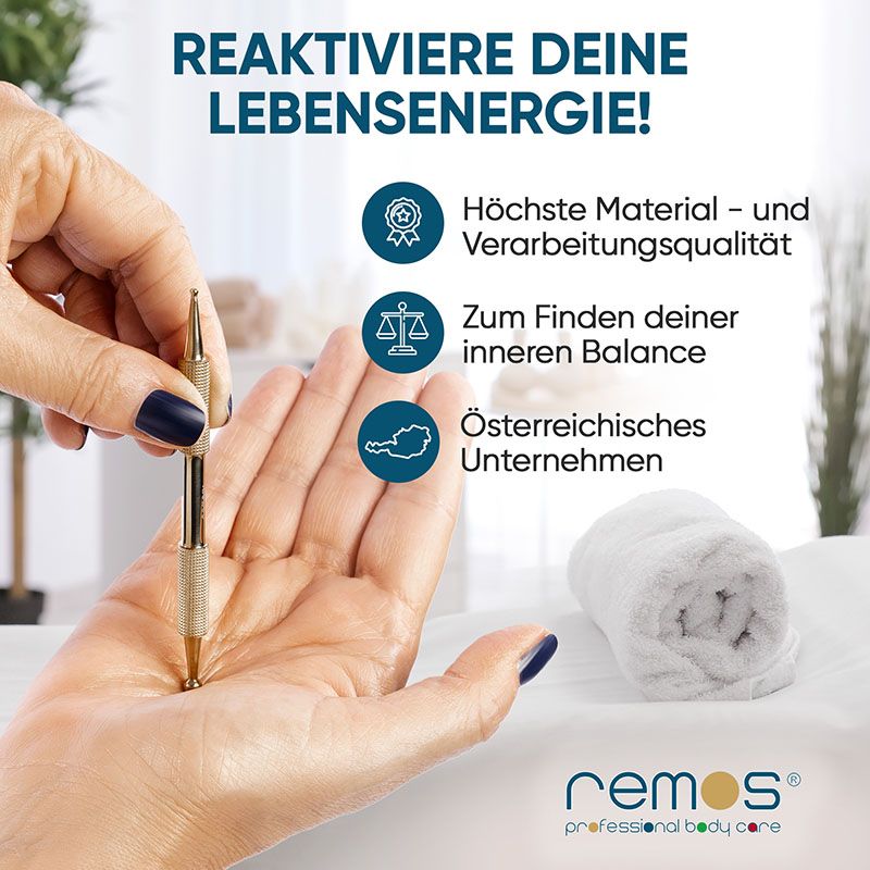 REMOS Akupressurstift, 10 cm, Messing, Ø 1.5 / 3.5 mm