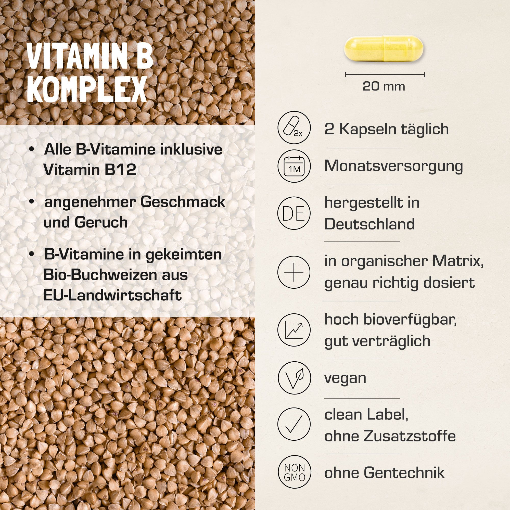 Purabyo Vitamin B Komplex natürlich 60 St Kapseln