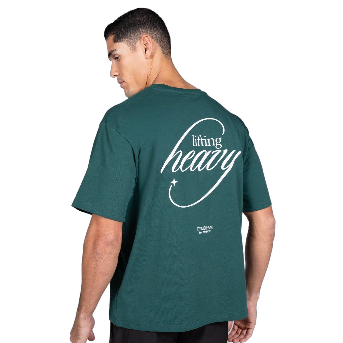 GymBeam T-Shirt Herren Oversized Kurzarm Lifting Heavy Forest 1 St