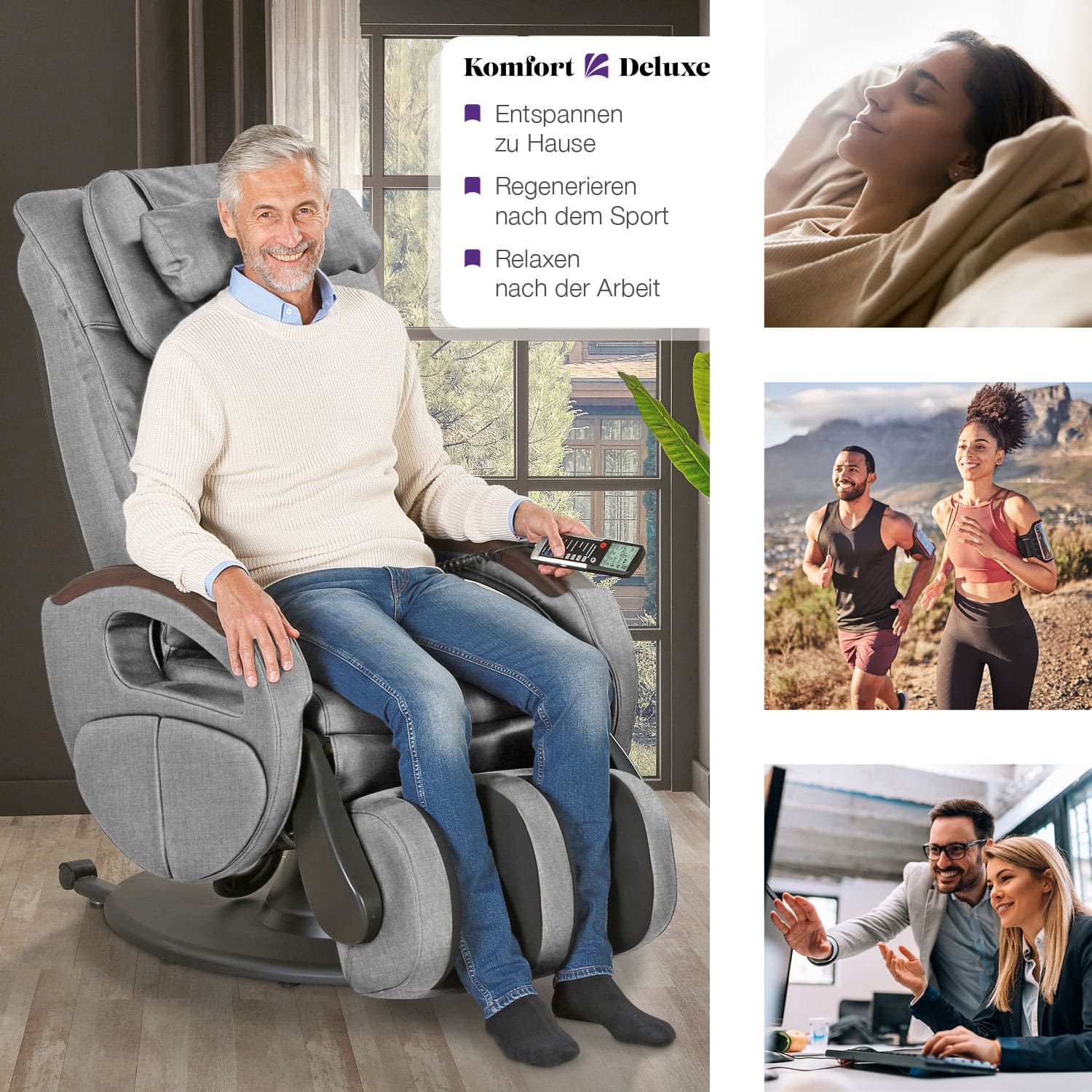 aktivshop Massagesessel mit elektrischer Aufstehhilfe, Wärmefunktion & 6 Massageprogramme bis 180 kg