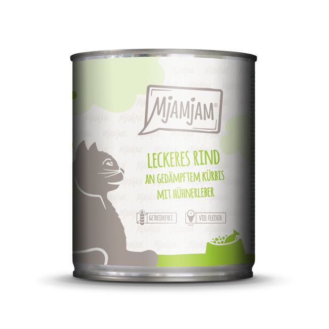 MjAMjAM - leckeres Rind an gedämpftem Kürbis 800 g Futter